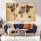 Push Pin World Map Canvas Print | Framed Travel Tracker Wall Art