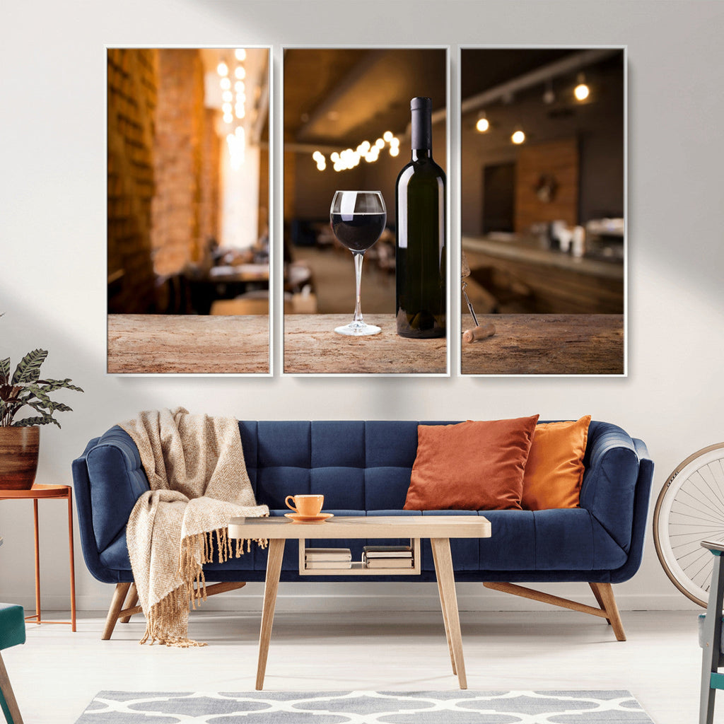 Wine and Bottle Wall Art Canvas Print