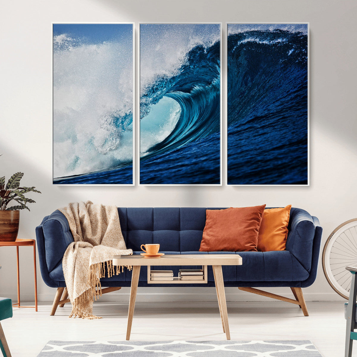 Ocean Wave at Sunset Canvas Art, Large Wall Print of Vibrant Water Waves