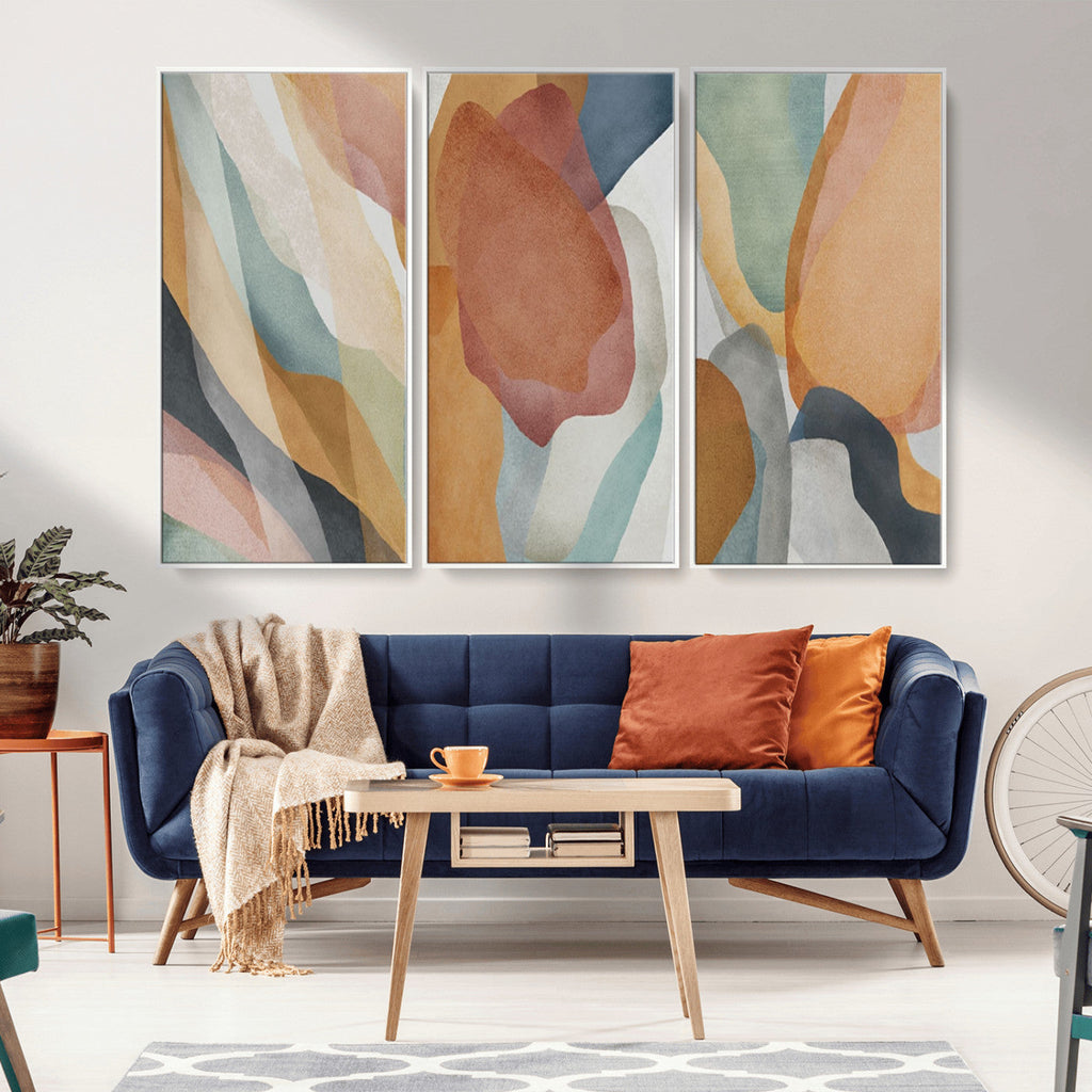 Boho Wall Art Canvas Print Set, Watercolor Boho Wall Art