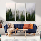 Forest Wall Art Canvas Print | Foggy Forest Wall Art | Pine Wood Forest Print