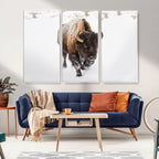 Bison Winter Wall Art Canvas Print For Farmhouse Decor