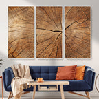 Tree Ring Canvas Art, Rustic Wood Grain Wall Art, Tree Slice Decor for Modern Homes