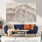 Tree Ring Wall Art Triptych, Rustic Wood Ring Canvas Print