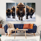 Buffalo Wall Art Canvas Print, American Bison Herd Wall Art