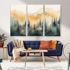 Abstract Forest Print | Mountain Wall Art | Autumn Landscape Canvas Print