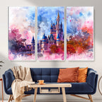 Disney Wall Art: Dreamy Watercolor Cinderella Castle Canvas Print