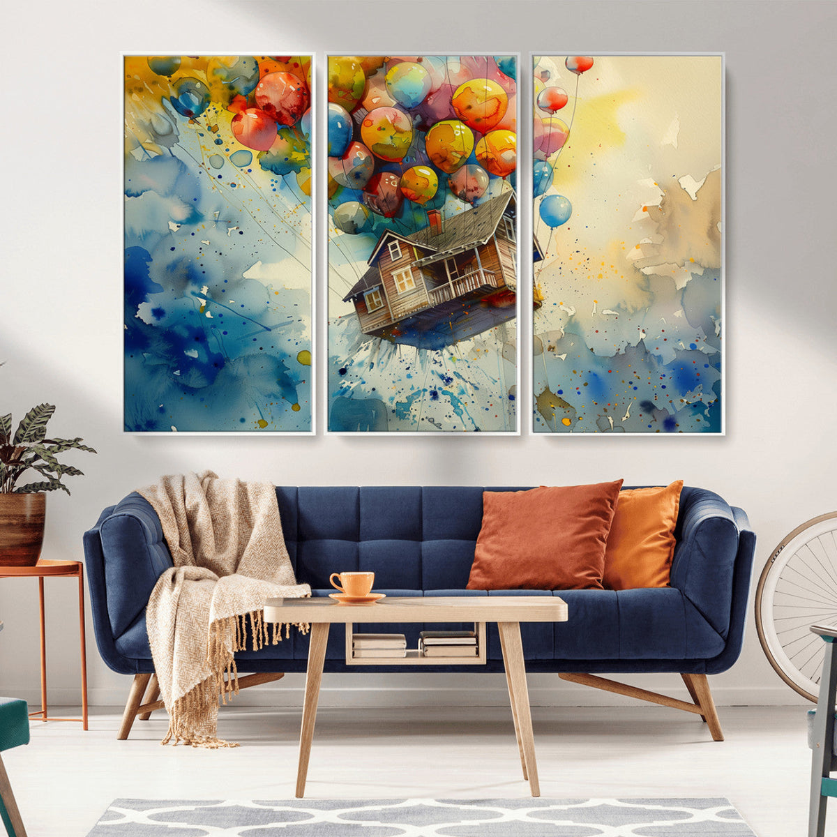 UP-Inspired Floating House with Balloons Canvas Art | Colorful Wall Decor