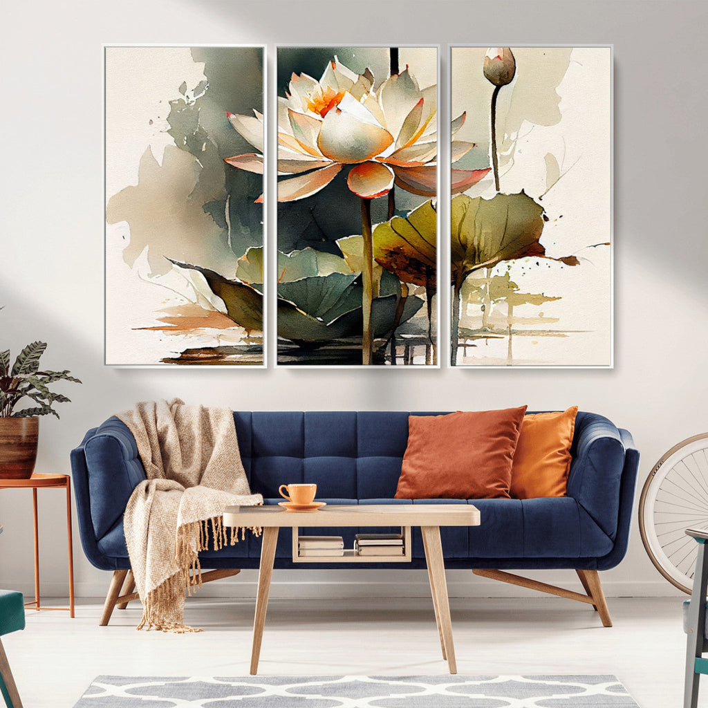 Lotus Flower Watercolor Canvas Print | A Symbol of Serenity and Growth in Soft Watercolors