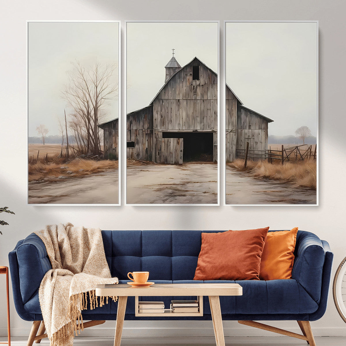 Farmhouse Rustic Barn Wall Art Canvas Print, Framed and Ready to Hang