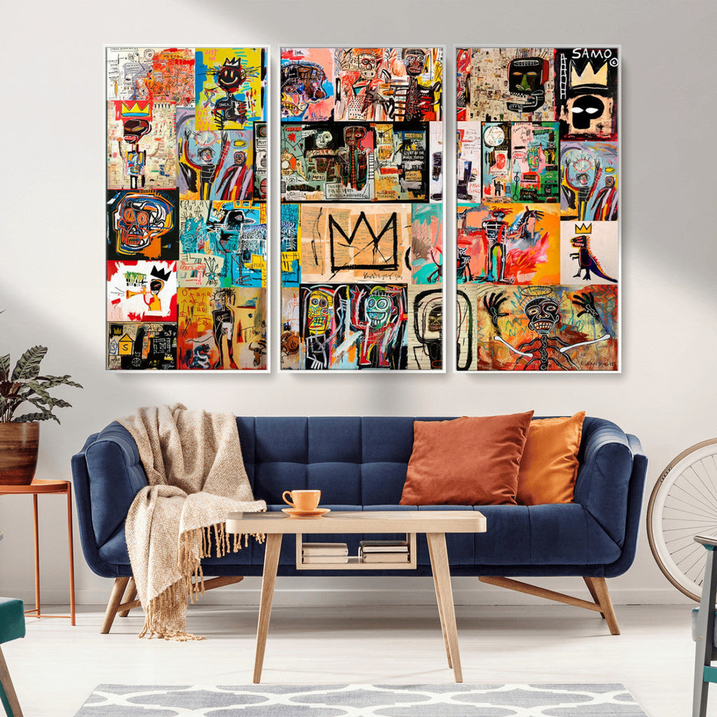 Abstract Art Collage Wall Art Canvas Print, Urban Graffiti Style