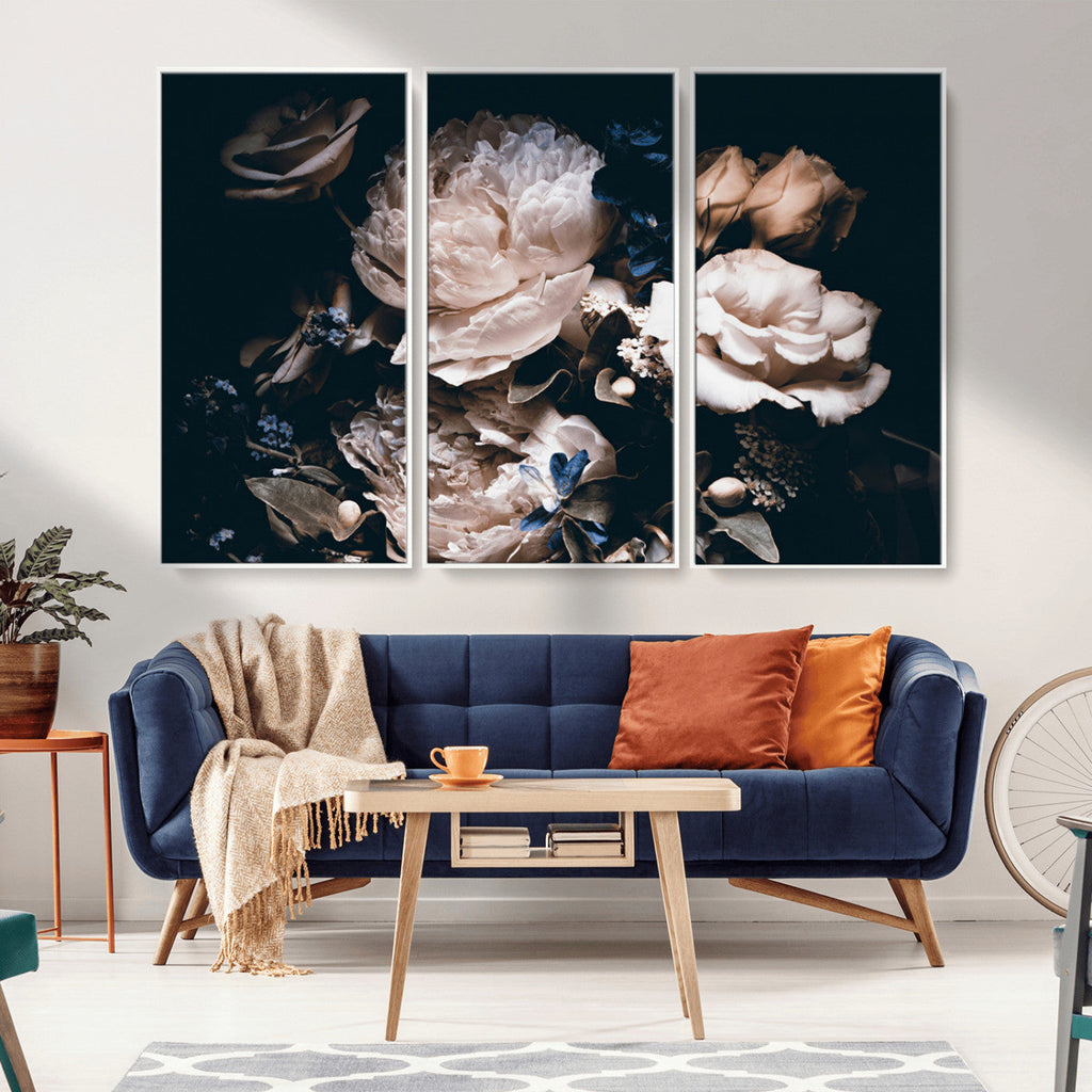 Pink Peonies Flowers Large Canvas Art Print