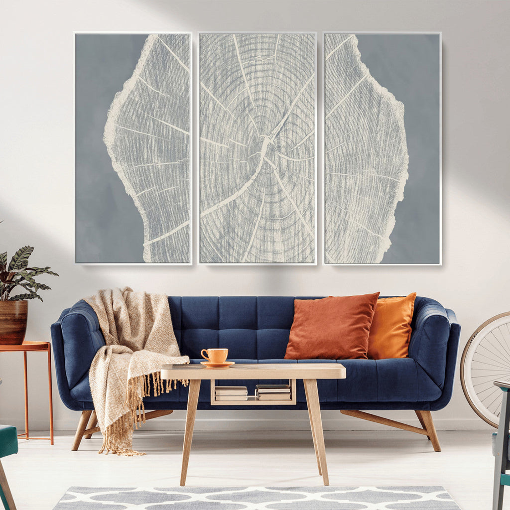 Abstract Tree Ring Wall Art Canvas Print, Framed and Ready to Hang