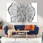 Rustic Tree Ring Wall Art Canvas Print, Framed and Ready to Hang