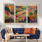Framed Yayoi Kusama 1986 Wall Art Print | Japanese Wabi Sabi Vibrant Abstract Landscape Canvas