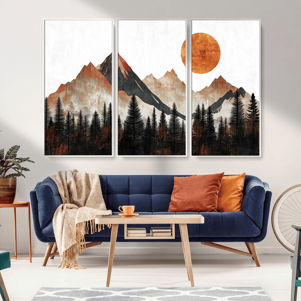 Modern Abstract Mountain Canvas Wall Art Print