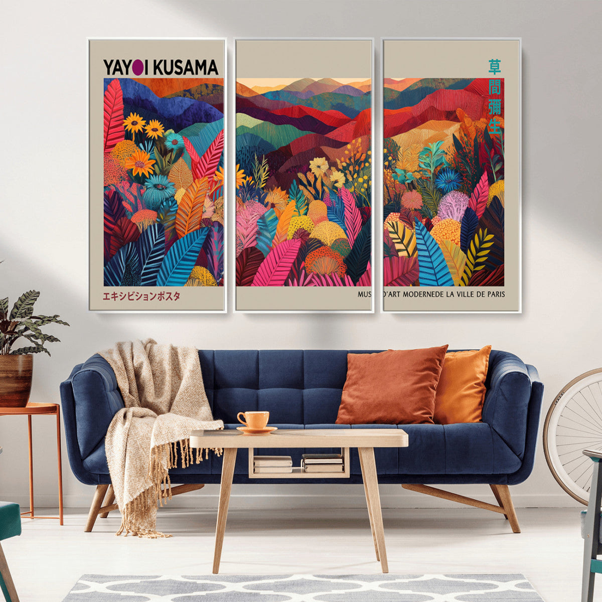 Yayoi Kusama Wall Art Canvas Print, Abstract Art, Large Framed Print, Japanese Wabi Sabi Wall Art