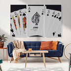 Poker Wall Art - Playing Cards Canvas Wall Art Print - Ace of Spades and Royal Flush Design