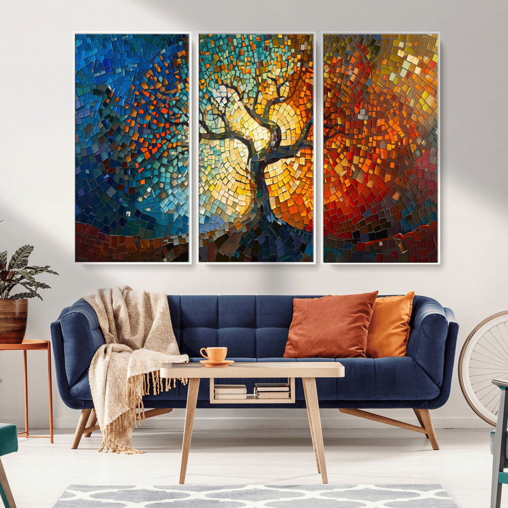 Yggdrasil Tree of Life Mosaic Stained Glass Wall Art Canvas Print