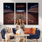 Texas Stadium Night Game Wall Art Canvas Print, Vibrant Football Fireworks Scene