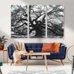 Ancient Oak Wall Art Canvas Print | Gnarled Tree with Twisted Branches