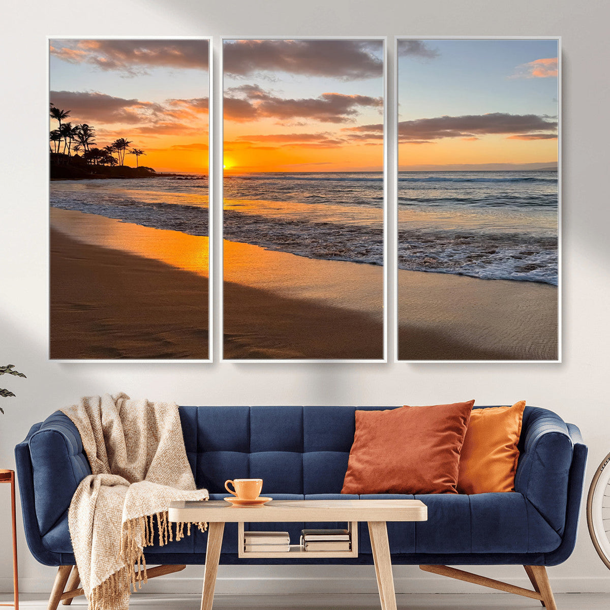 Tropical Beach Wall Art | Framed Sunset Ocean Canvas