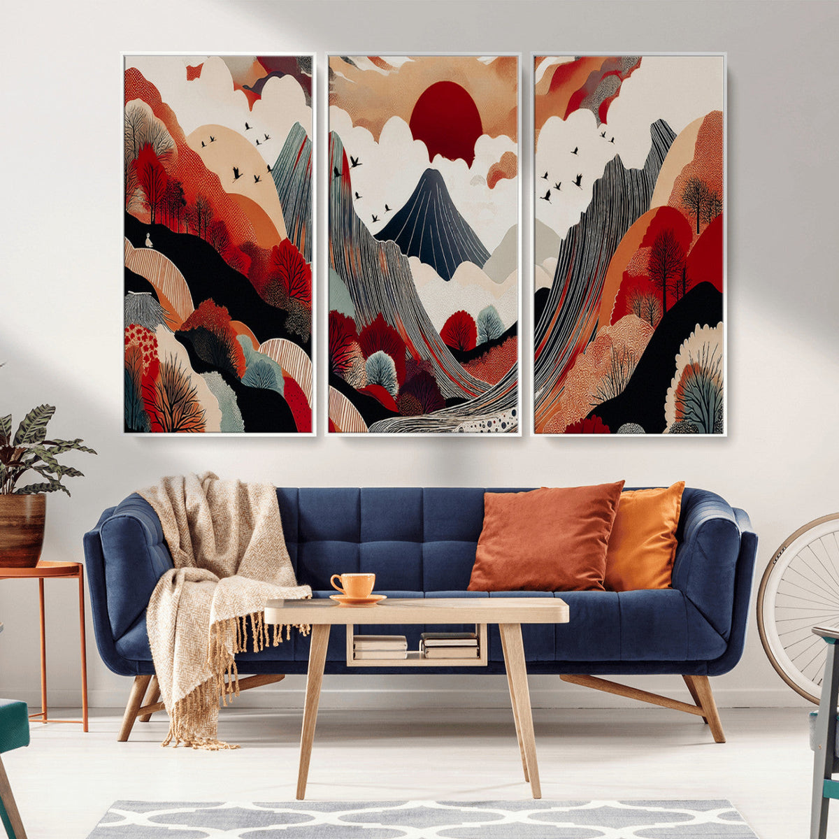 Abstract Mountain Wall Art Canvas Print | Vibrant Stylized Landscape