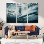 Underwater Surf Wall Art | Framed Ocean Wave Canvas Artwork