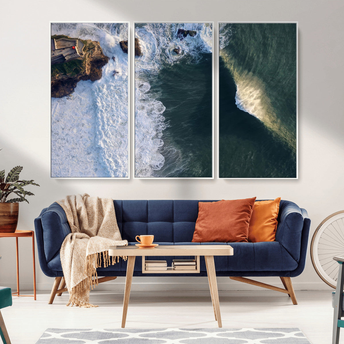 Ocean Wave Wall Art | Aerial Coastal View Canvas Artwork