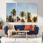 Palms Wall Art Canvas Print, Framed Tropical Coastal Nature Scene
