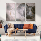 Abstract Grey Gold Wall Art | Modern Geometric Canvas