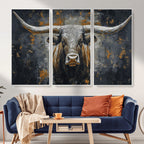 Rustic Bull Wall Art Canvas Print, Longhorn Wall Decor