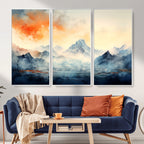 Warm Clouds Abstract Mountain Wall Art, Modern Landscape Canvas Print