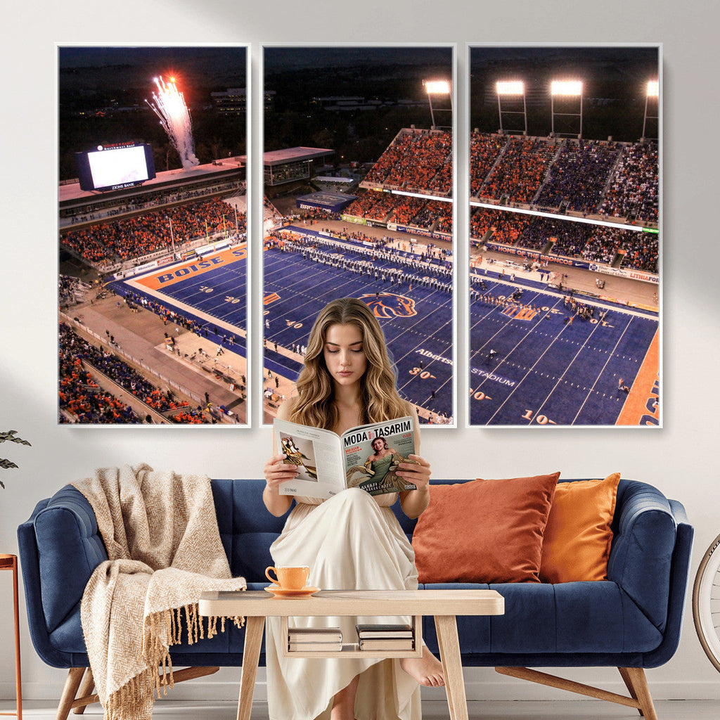 Boise State Broncos Albertsons Stadium Wall Art Canvas Print