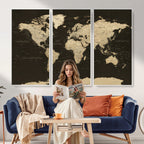World Map Canvas Print | Framed World Map Wall Art for Couples