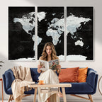 World Map Canvas Print | Framed Push Pin Wall Art, Color Splash Travel Map