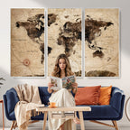 World Map Wall Art Canvas Print