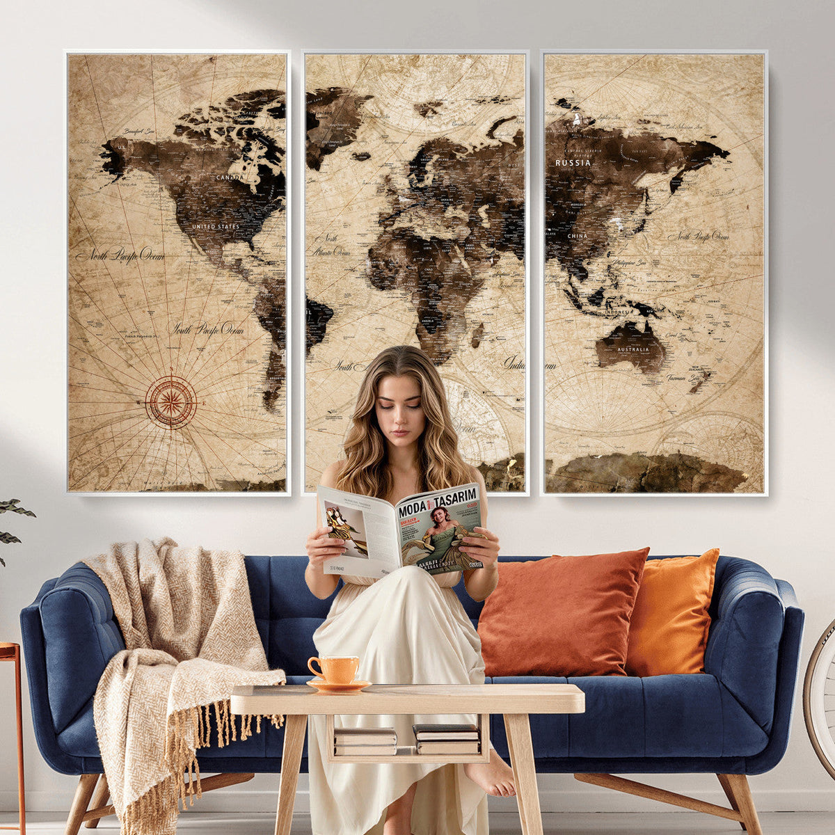 World Map Wall Art Canvas Print