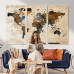 World Map Canvas Art Print | Framed Travel Map Wall Art