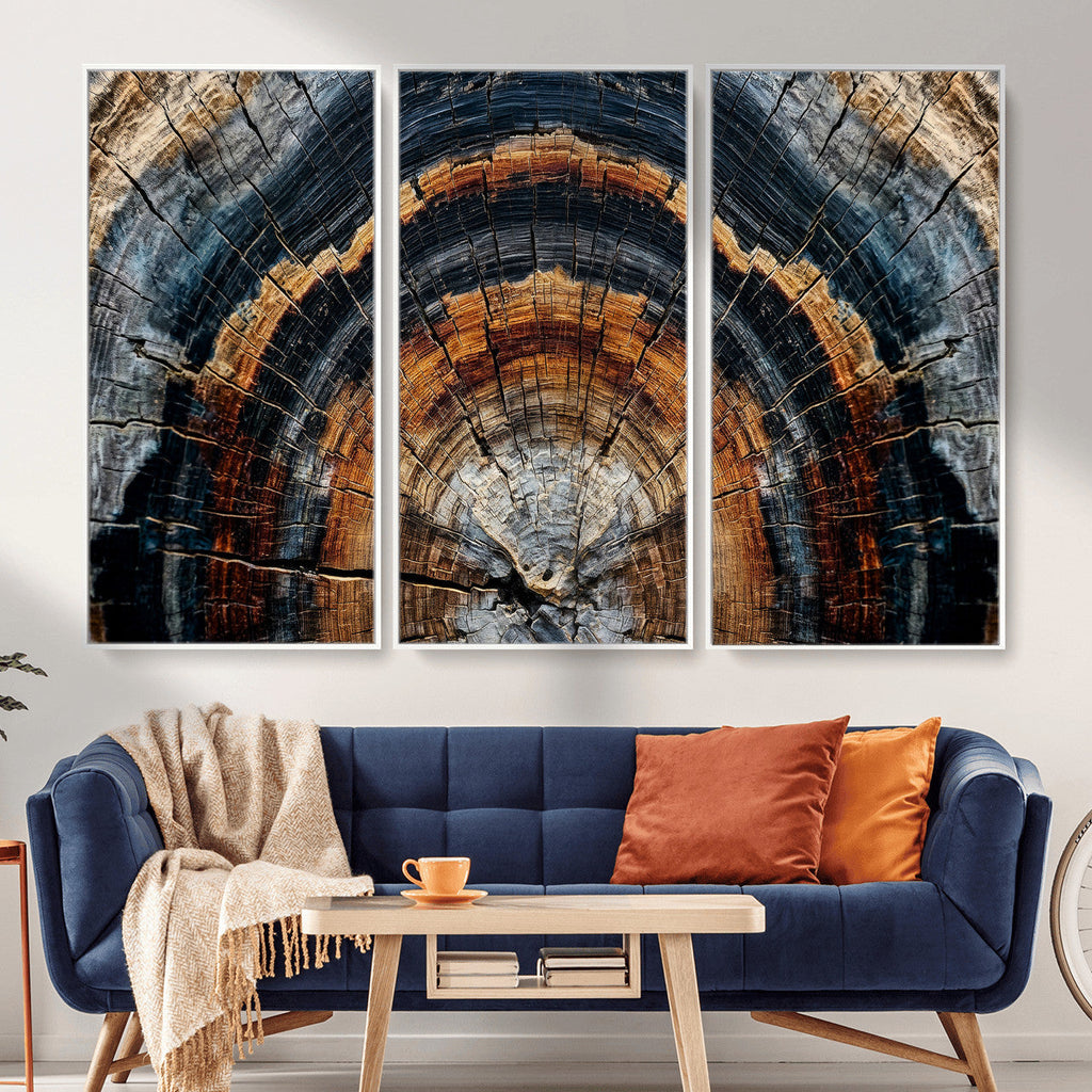 Abstract Wood Grain Canvas Print, Tree Ring Pattern Wall Art, Extra Large Living Room Wall Decor