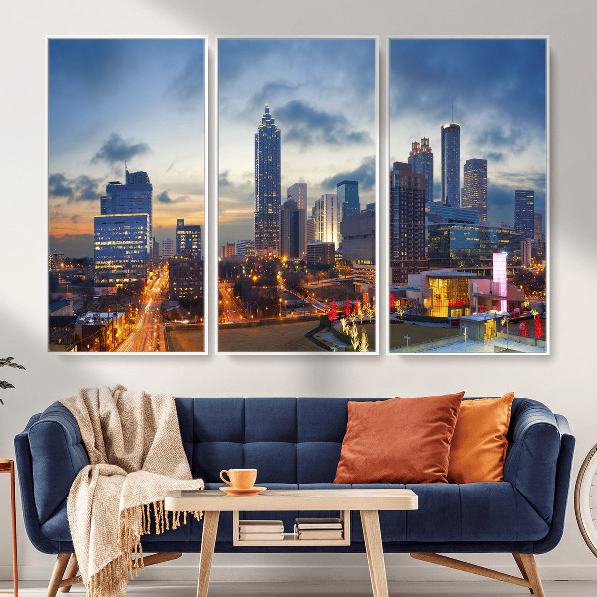 Atlanta Skyline Wall Art Canvas Print, Atlanta Downtown Night Cityscape