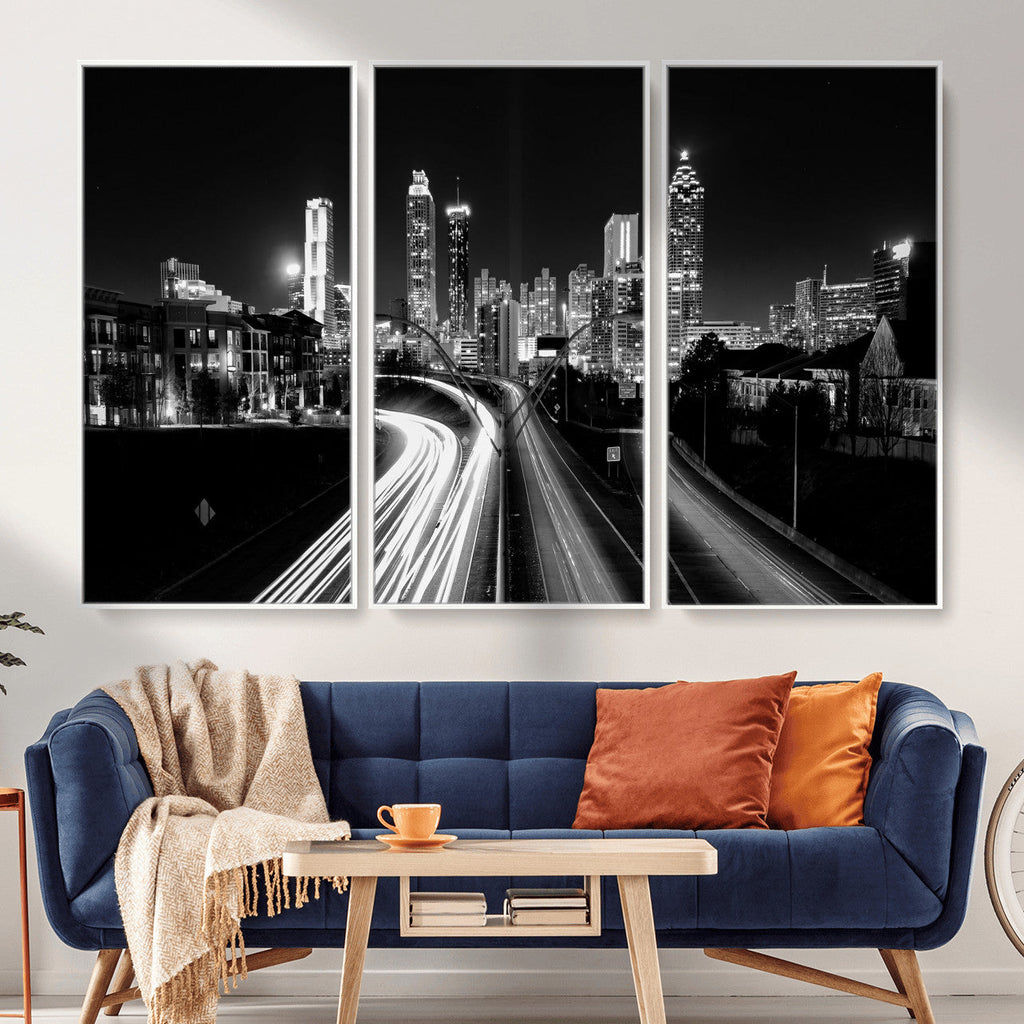 Atlanta Skyline Wall Art Canvas Print, Atlanta Downtown Night Cityscape