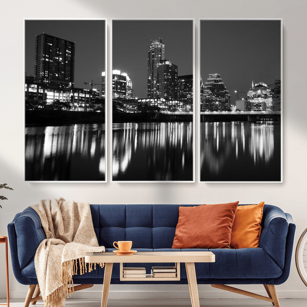 Austin Skyline Wall Art Canvas Print, Austin Downtown Night Cityscape