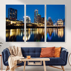 Austin Skyline Wall Art Canvas Print, Austin Downtown Night Cityscape