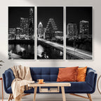 Austin Skyline Wall Art Canvas Print, Austin Downtown Night Cityscape