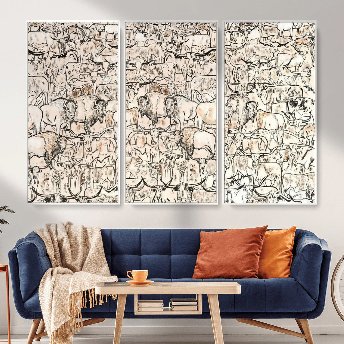Abstract Bison Wall Art Canvas Print, Abstract Animal Art for Cabin Decor