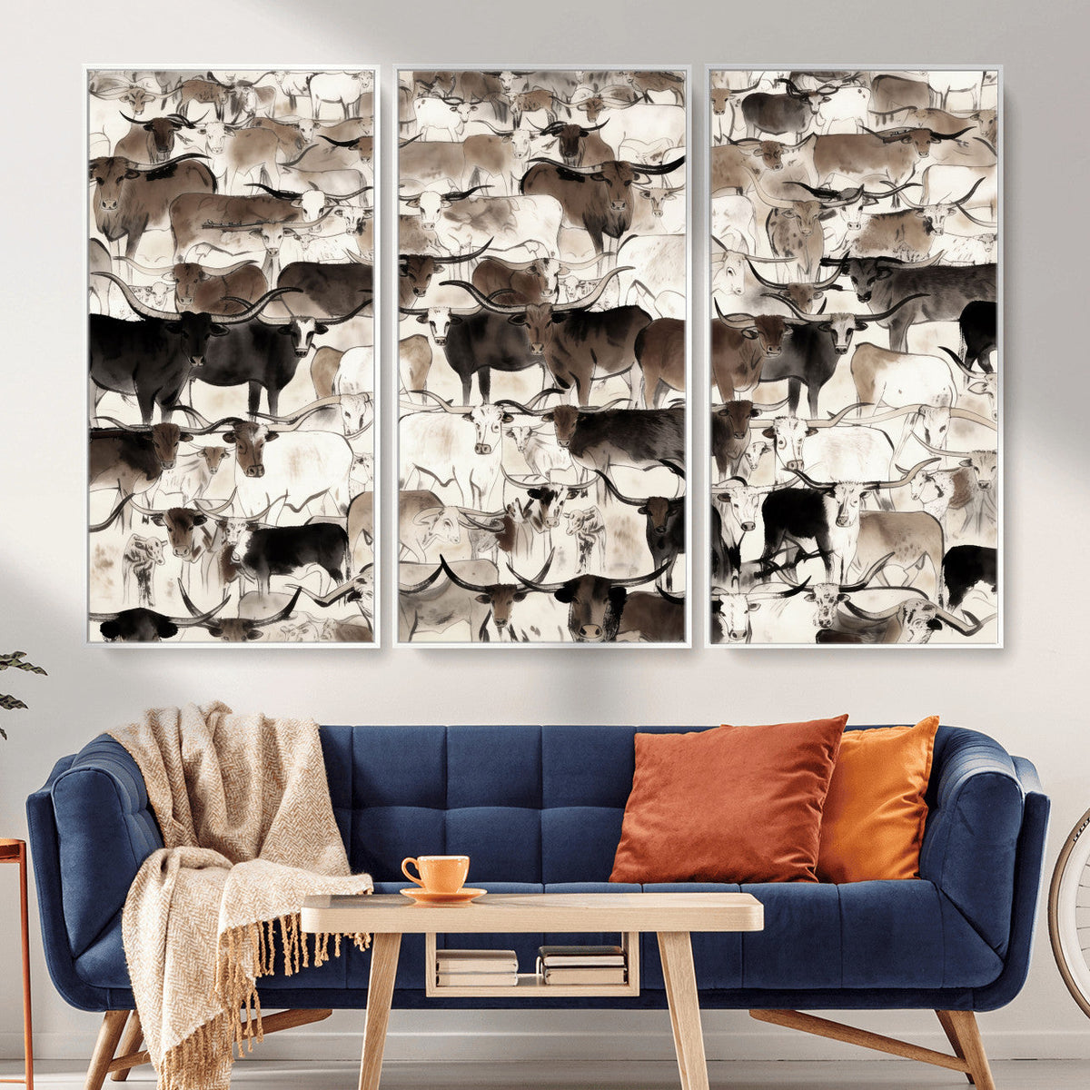 Abstract Texas Longhorn Print, Longhorn Herd Print