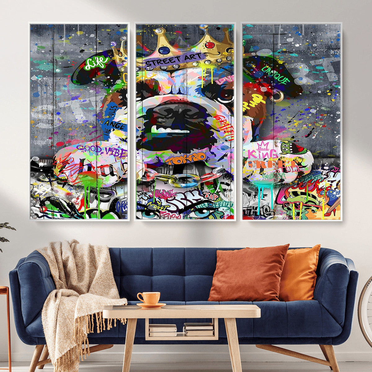 Graffiti Dog Wall Art Decor for Teen Bedroom | Abstract Graffiti Animal Canvas