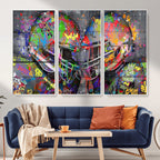 Graffiti Football Helmets Wall Art Canvas Print, Urban Street Art