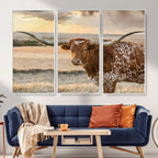 Texas Longhorn Wall Art Canvas Print, Western Ranch Bull Photography